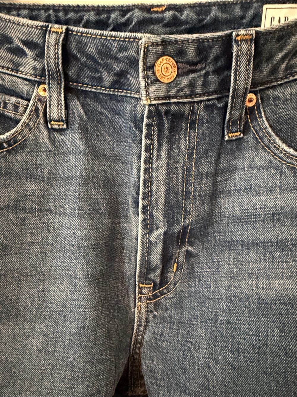 GAP Curvy Barrel High Rise Jeans in Blue Denim - Picture 4 of 6